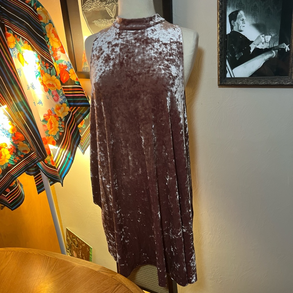 Velvet Sleeveless Dress in Pink - Picture 3 of 4